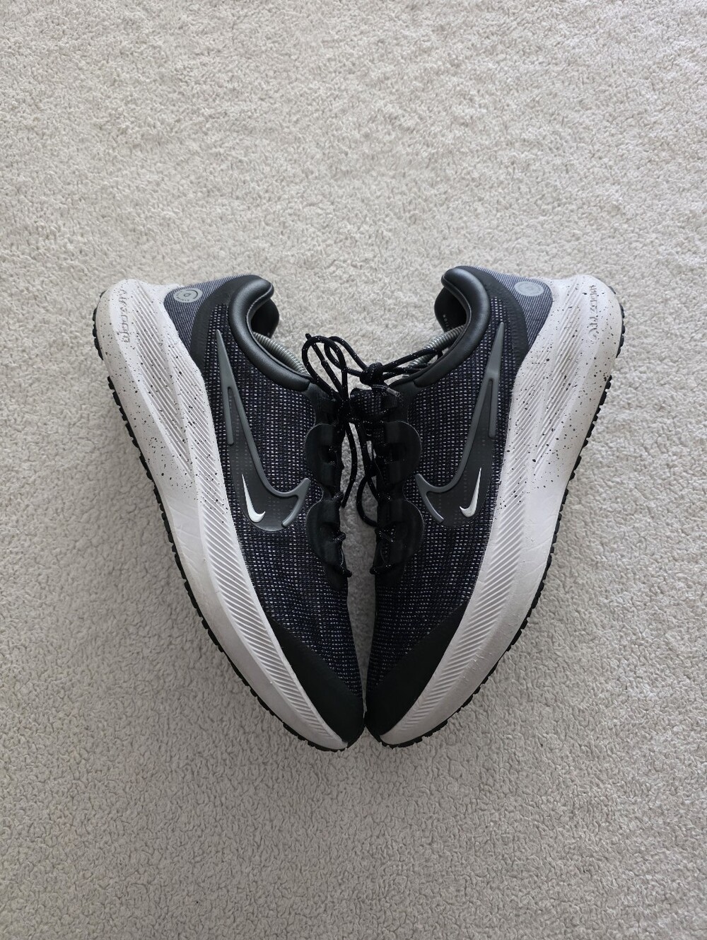 Nike Winflo 8 Shield Running Shoes, Men's 12, GUC - Black/Iron Grey-Met Silver